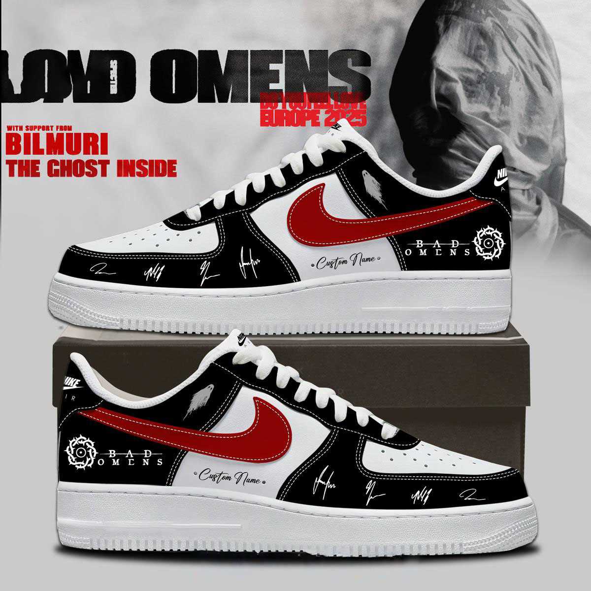 Bad Omens Do You Feel Love Tour 2026 Custom Name Air Force 1 Shoes Bad Omens Do You Feel Love Tour 2026 Custom Name Air Force 1 Shoes
