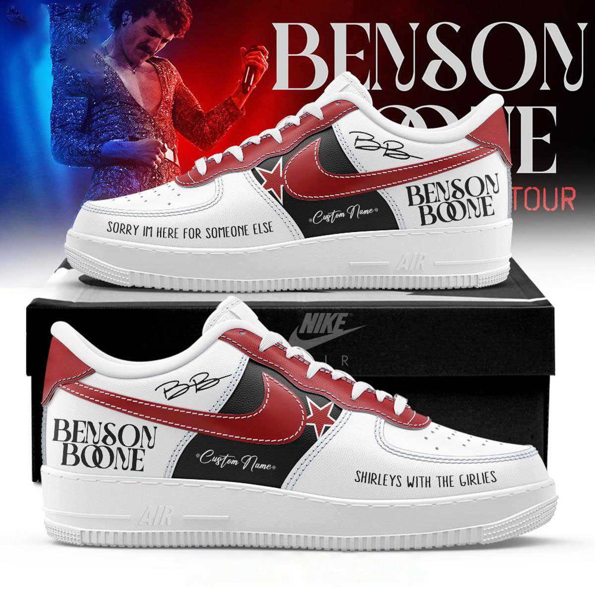 Benson Boone American Heart Tour 2025 Air Force 1 Shoes Benson Boone American Heart Tour 2025 Air Force 1 Shoes
