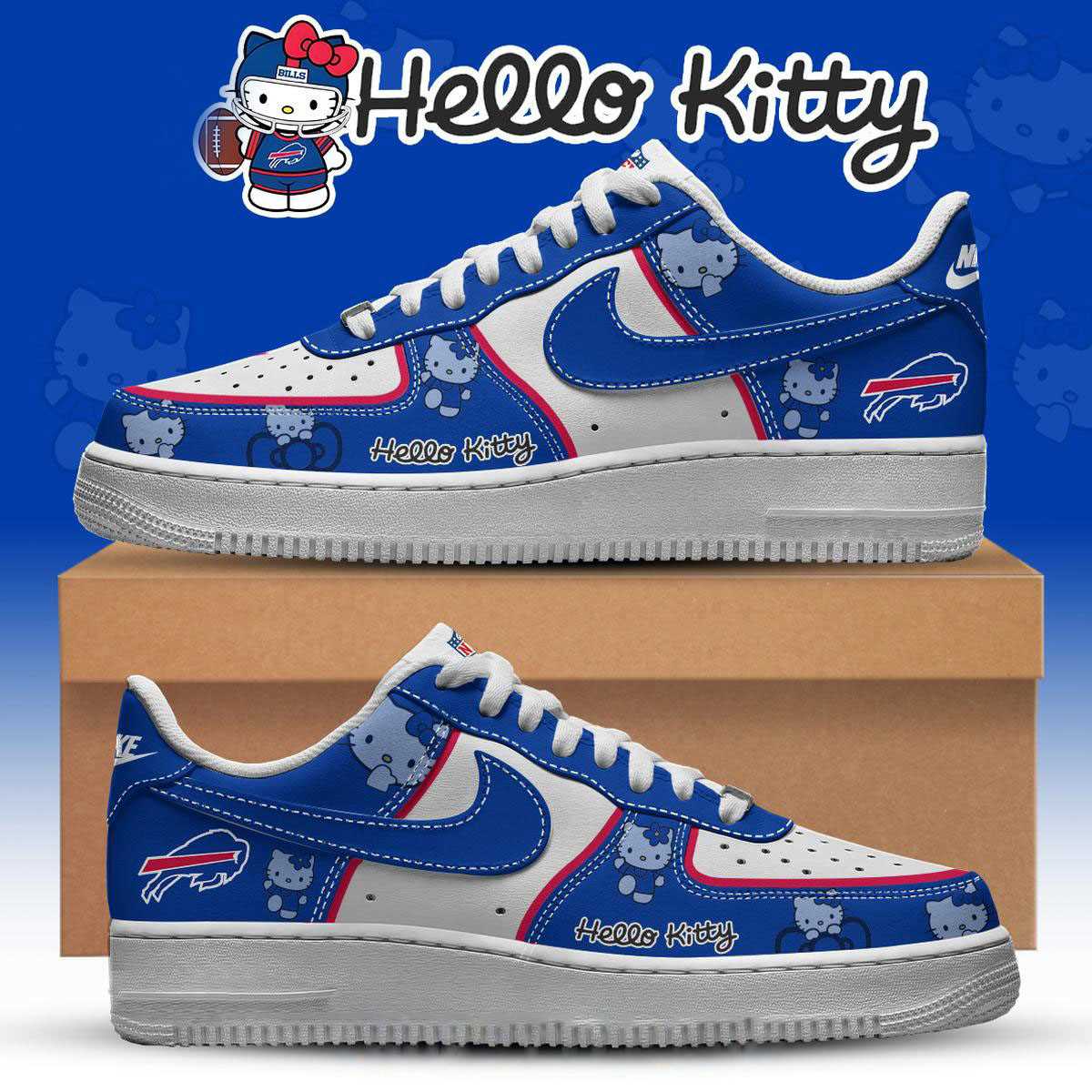 Buffalo Bills Hello Kitty Nfl 2025 X-mas Custom Name Air Force 1 Shoes Buffalo Bills Hello Kitty Nfl 2025 X-mas Custom Name Air Force 1 Shoes