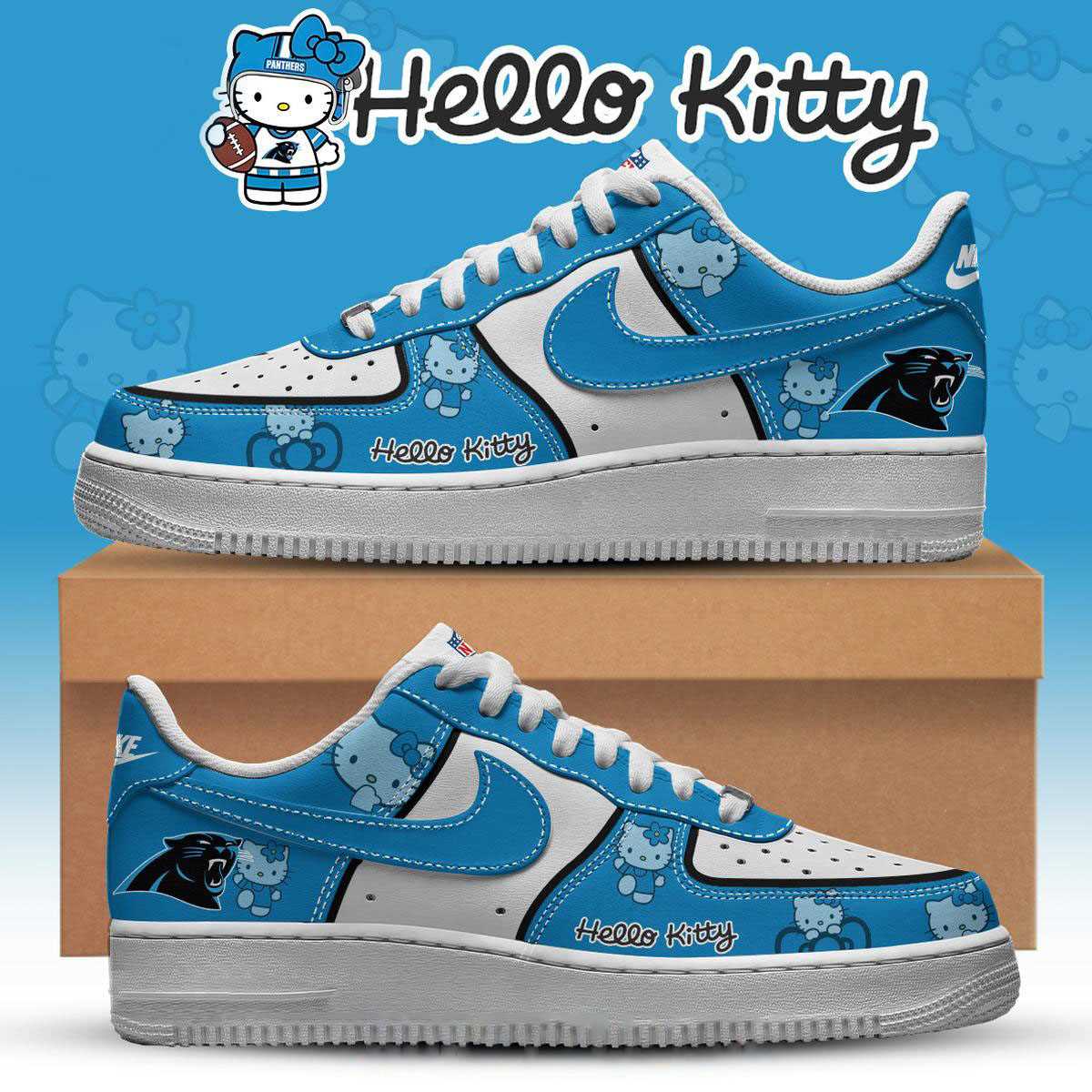 Carolina Panthers Hello Kitty Nfl 2025 X-mas Custom Name Air Force 1 Shoes Carolina Panthers Hello Kitty Nfl 2025 X-mas Custom Name Air Force 1 Shoes