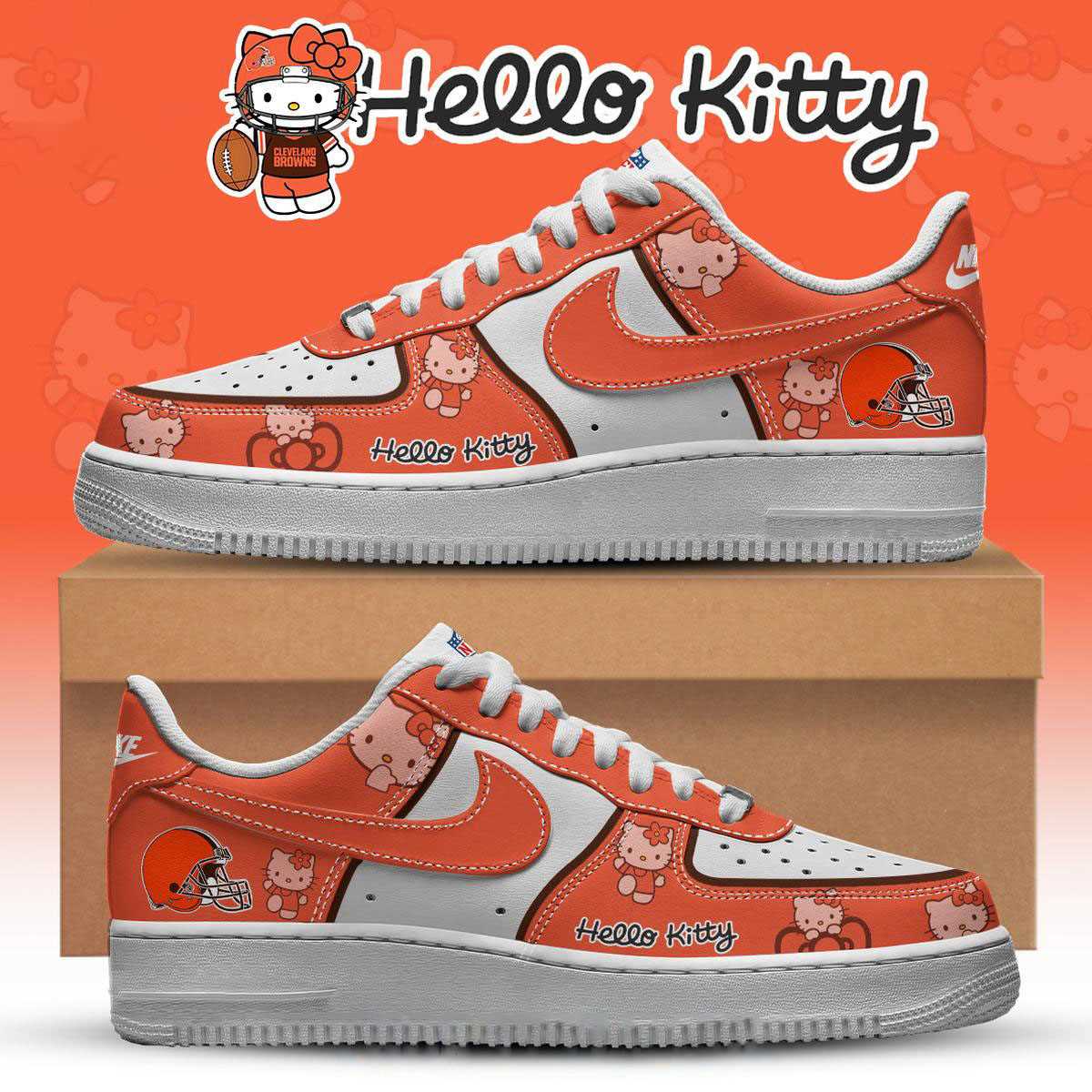 Cleveland Browns Hello Kitty Nfl 2025 X-mas Custom Name Air Force 1 Shoes Cleveland Browns Hello Kitty Nfl 2025 X-mas Custom Name Air Force 1 Shoes