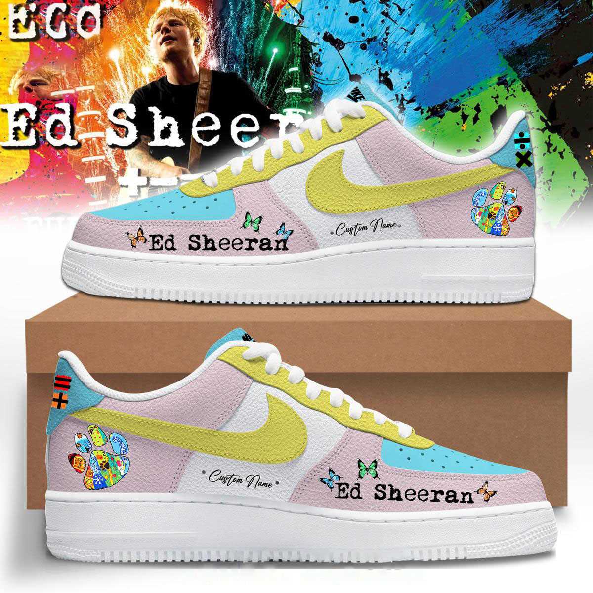 Ed Sheeran The Loop Tour 2025 Christmas Custom Name Air Force 1 Shoes Ed Sheeran The Loop Tour 2025 Christmas Custom Name Air Force 1 Shoes