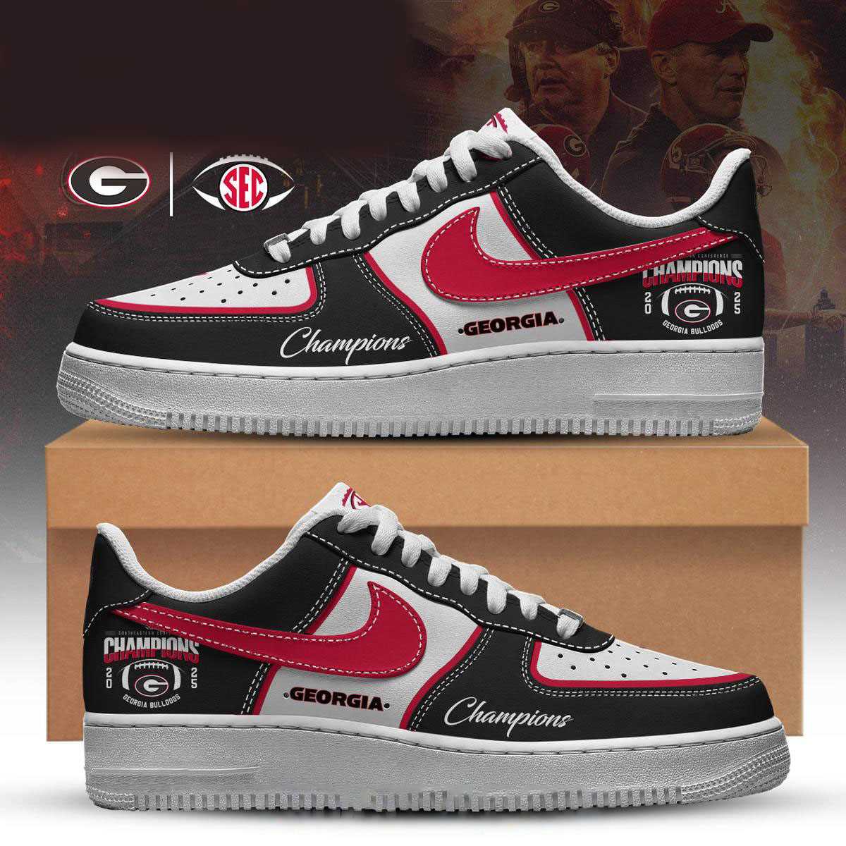 Georgia Bulldogs Sec 2025 Champions Custom Name Air Force 1 Shoes Georgia Bulldogs Sec 2025 Champions Custom Name Air Force 1 Shoes
