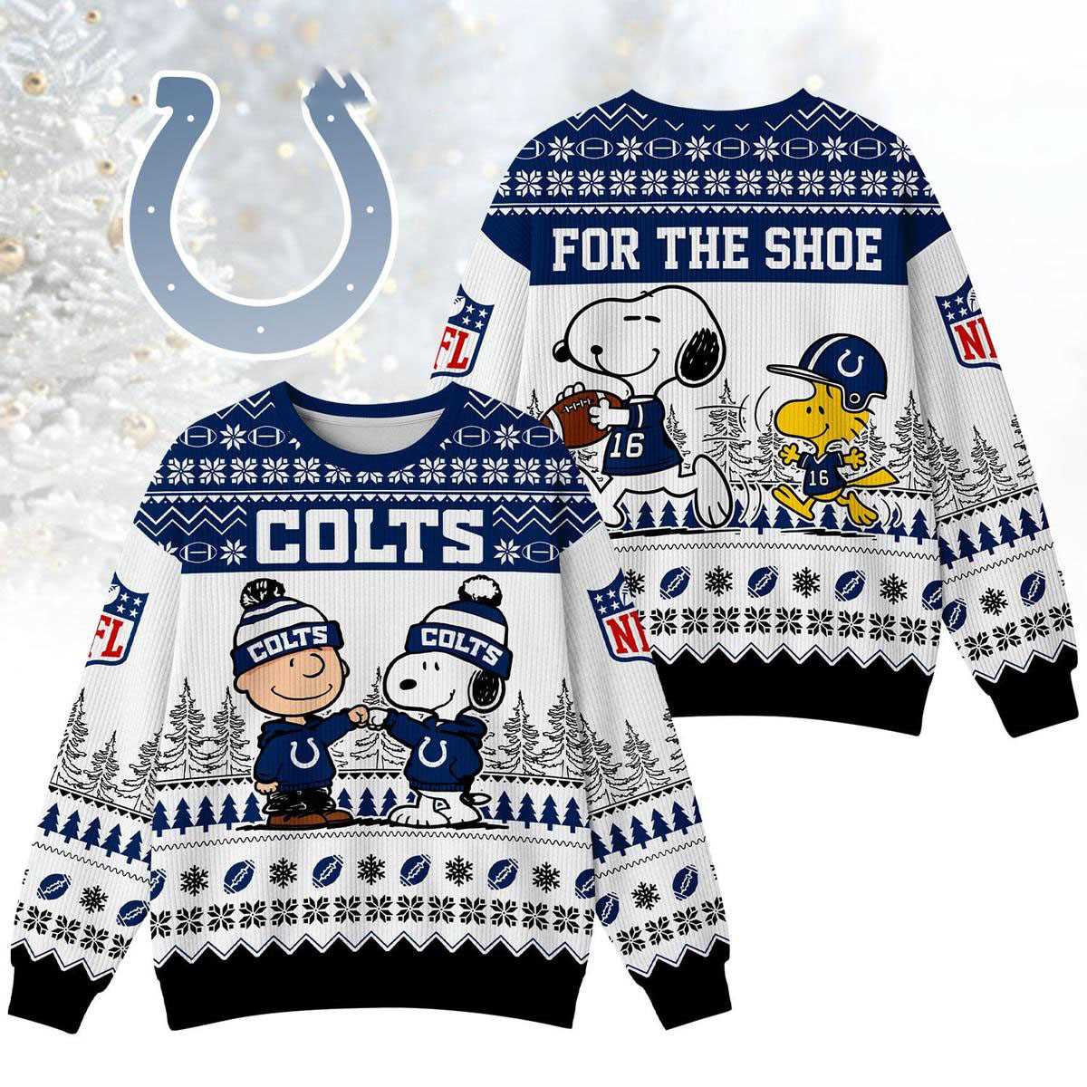 Indianapolis Colts Snoopy Peanuts For The Shoe Ugly Christmas Sweater