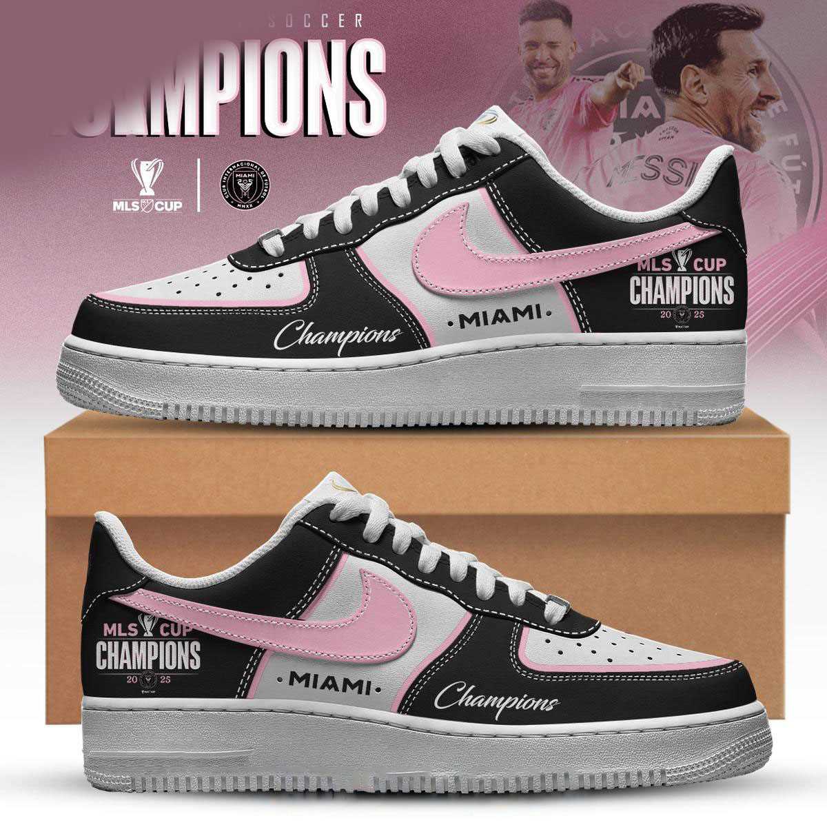 Inter Miami Mls Champions 2025 Custom Name Air Force 1 Shoes Inter Miami Mls Champions 2025 Custom Name Air Force 1 Shoes