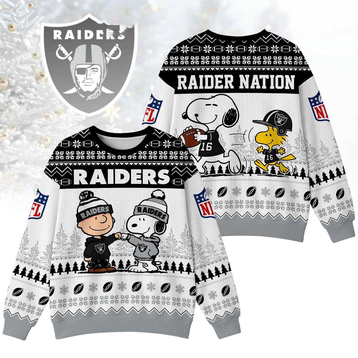 Las Vegas Raiders Snoopy Peanuts Raider Nation Ugly Christmas Sweater