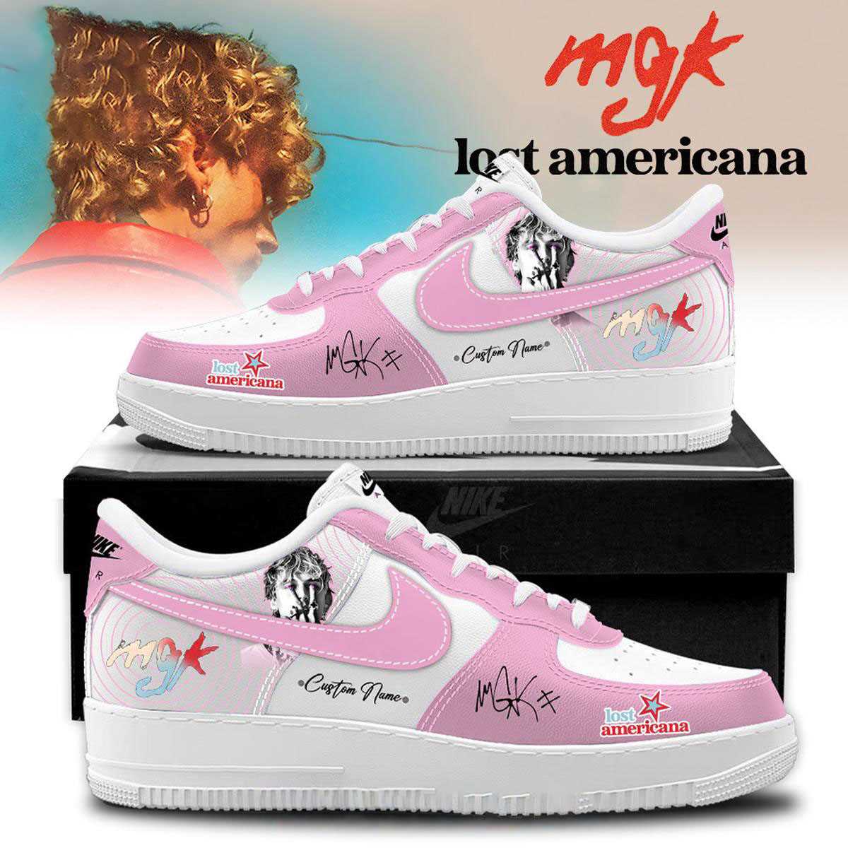 Machine Gun Kelly Lost Americana Tour 2026 Mck Custom Name Air Force 1 Shoes Machine Gun Kelly Lost Americana Tour 2026 Mck Custom Name Air Force 1 Shoes