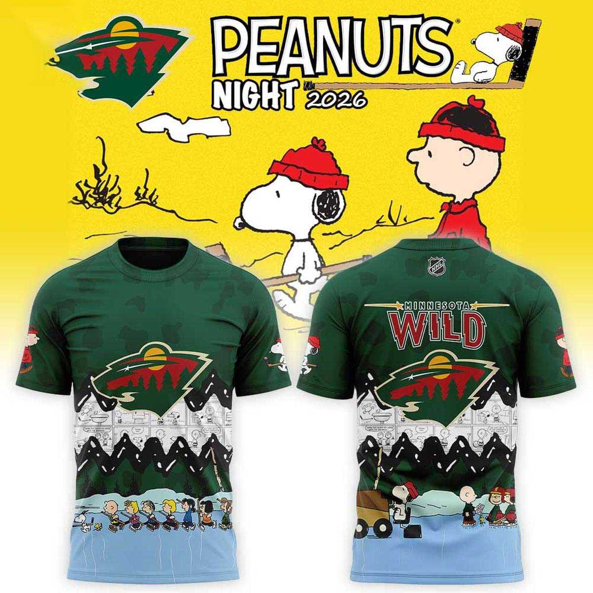 Minnesota Wild X Peanuts Night 2026 Tee Hoodie Minnesota Wild X Peanuts Night 2026 Tee Hoodie