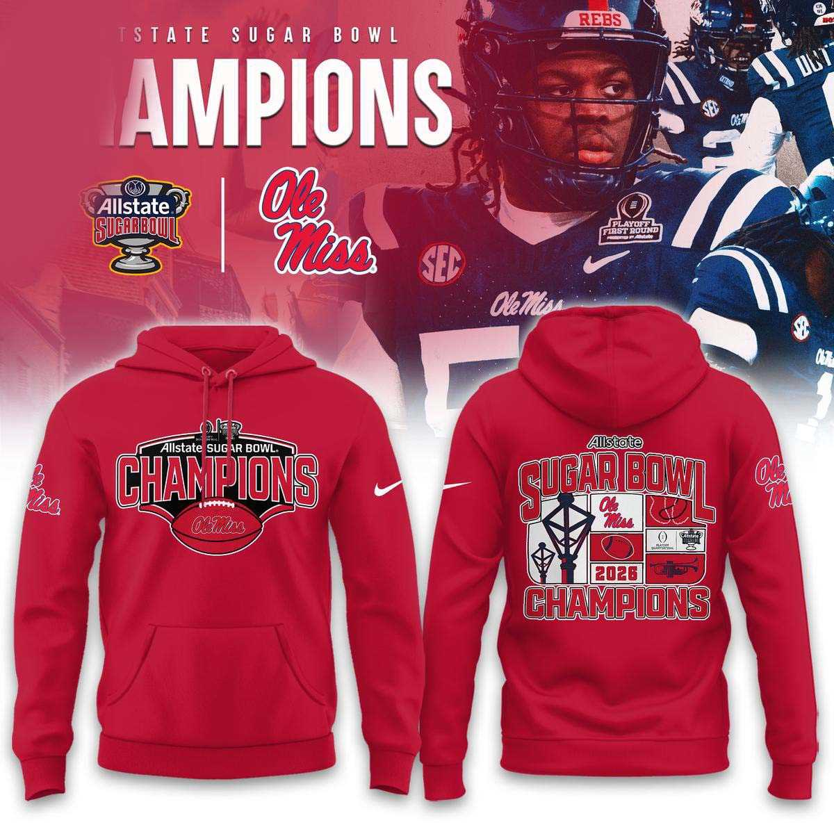 Ole Miss Rebels Allstate Sugar Bowl 2026 Tee Hoodie Ole Miss Rebels Allstate Sugar Bowl 2026 Tee Hoodie