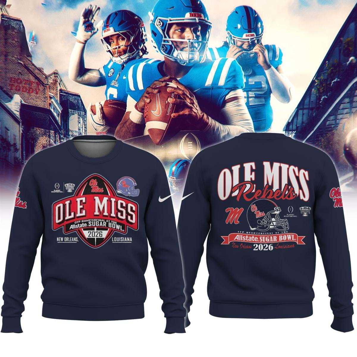 Ole Miss Rebels Allstate Sugar Bowl 2026 Tee Hoodie Ole Miss Rebels Allstate Sugar Bowl 2026 Tee Hoodie