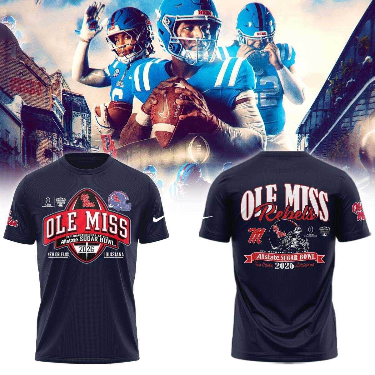 Ole Miss Rebels Allstate Sugar Bowl 2026 Tee Hoodie Ole Miss Rebels Allstate Sugar Bowl 2026 Tee Hoodie