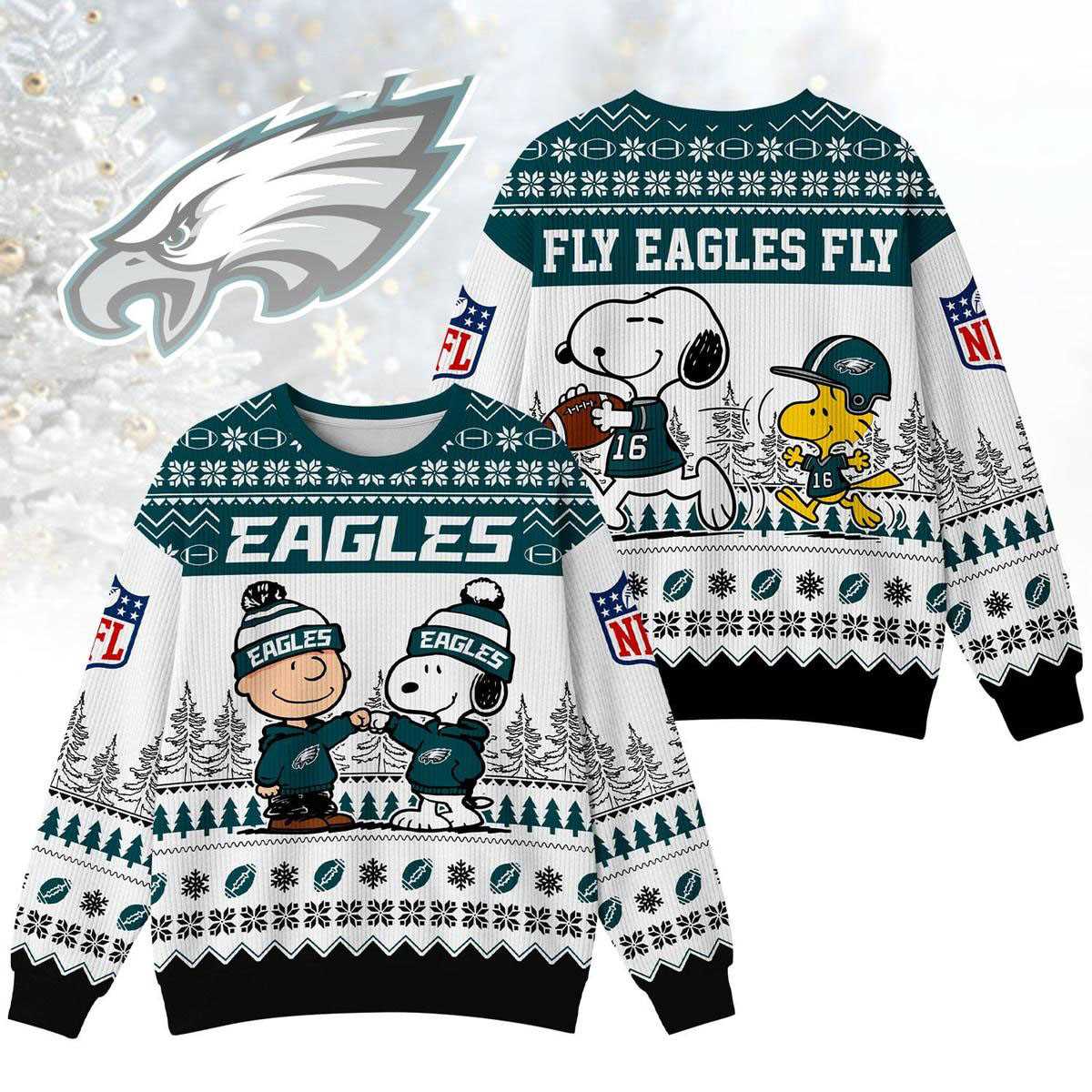 Philadelphia Eagles Snoopy Peanuts Fly Eagles Fly Ugly Christmas Sweater