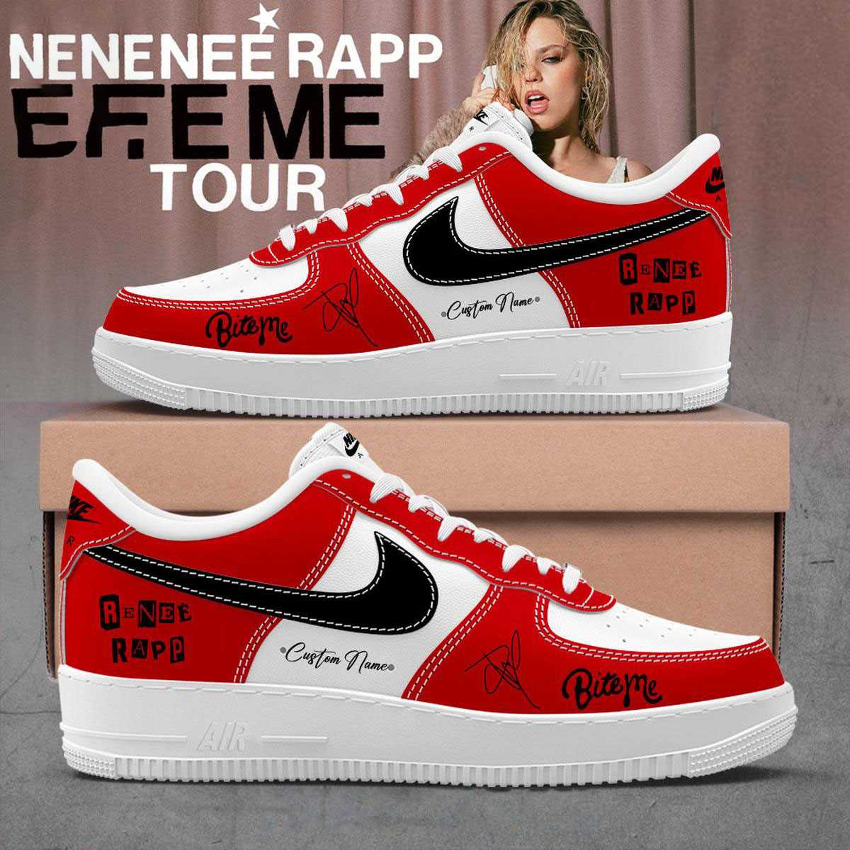 Rene Rapp Announces Bite Me 2025 Fall Tour Custom Name Air Force 1 Shoes Rene Rapp Announces Bite Me 2025 Fall Tour Custom Name Air Force 1 Shoes
