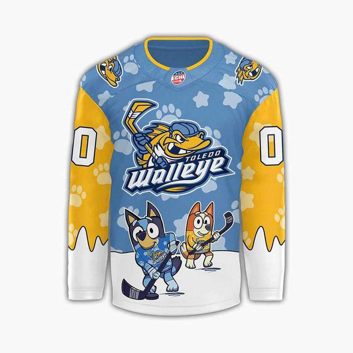 Toledo Walleye Bluey Christmas Day 2025 Personalized Hockey Jersey Toledo Walleye Bluey Christmas Day 2025 Personalized Hockey Jersey