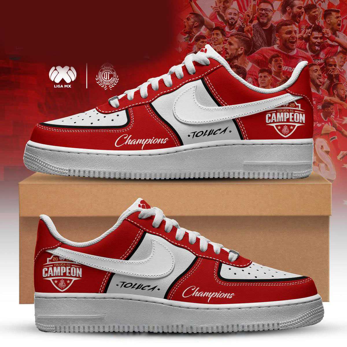 Toluca Fc Campeones Liga Mx Champions 2025 Custom Name Air Force 1 Shoes Toluca Fc Campeones Liga Mx Champions 2025 Custom Name Air Force 1 Shoes