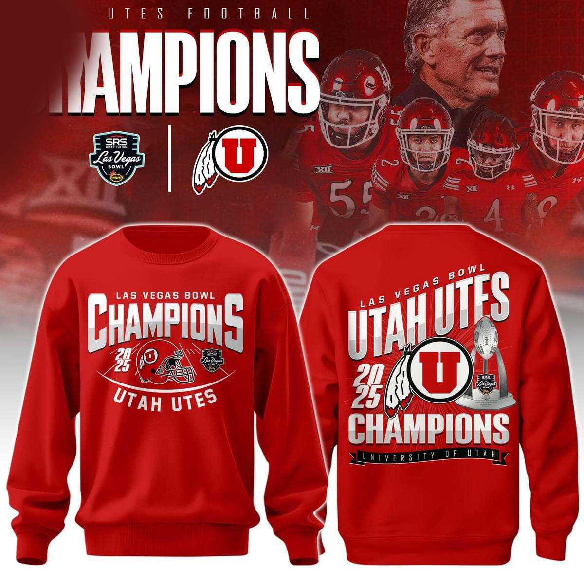 Utah Utes Las Vegas Bowl Champions 2025 Tee Hoodie Utah Utes Las Vegas Bowl Champions 2025 Tee Hoodie