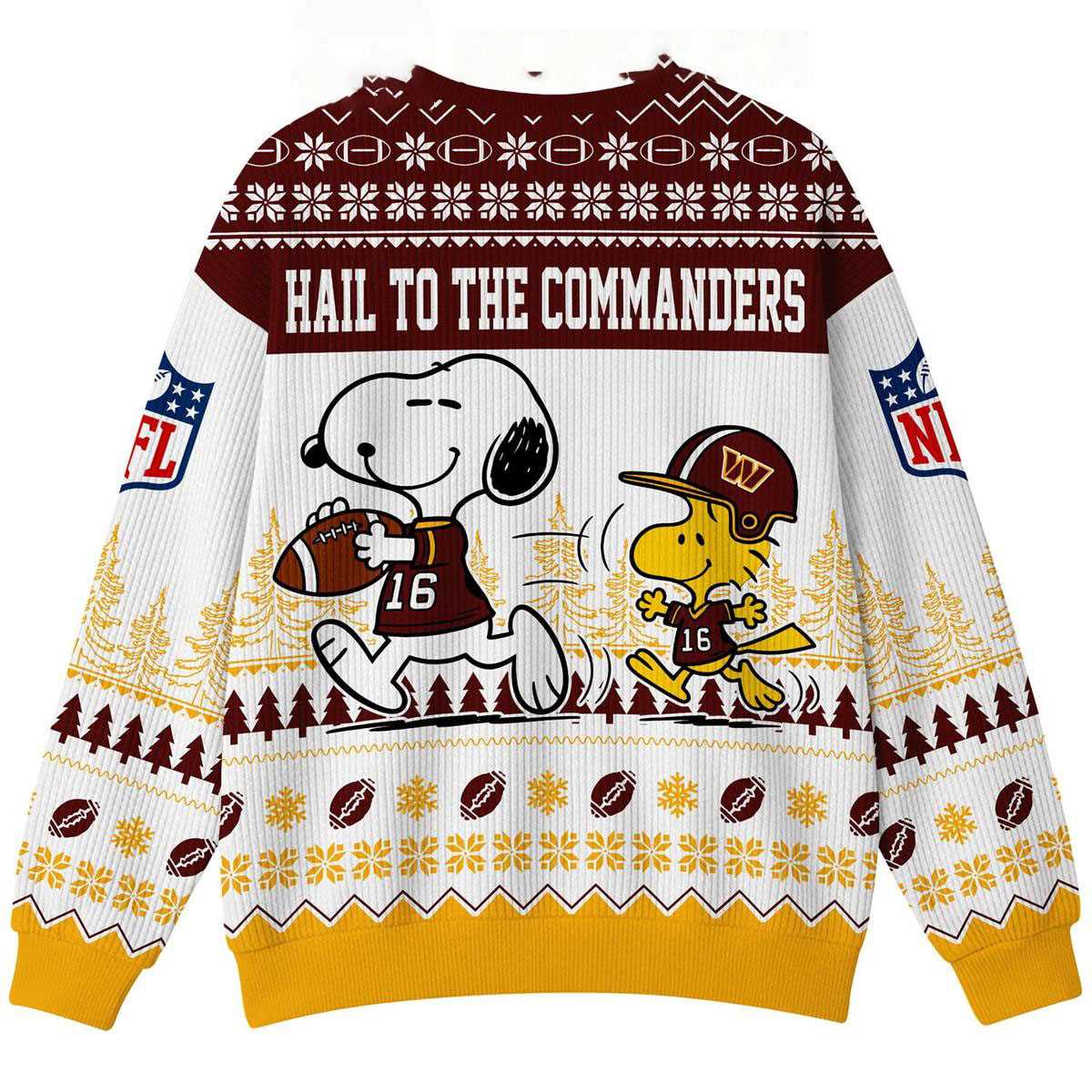 Washington Commanders Snoopy Peanuts Hail To The Commanders Ugly Christmas Sweater Washington Commanders Snoopy Peanuts Hail To The Commanders Ugly Christmas Sweater