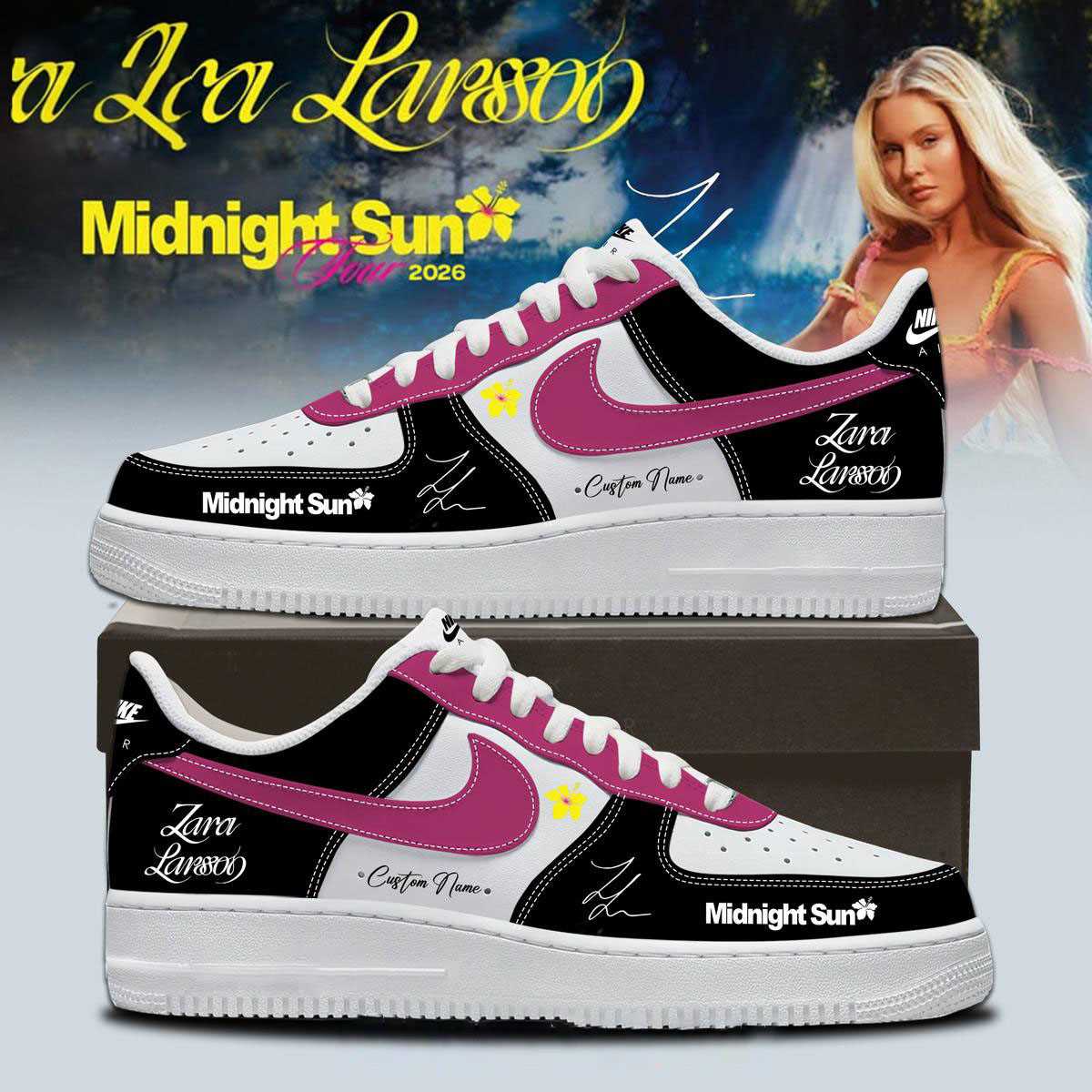 Zara Larsson Midnight Sun Tour 2026 Leather Nun Custom Name Air Force 1 Shoes Zara Larsson Midnight Sun Tour 2026 Leather Nun Custom Name Air Force 1 Shoes