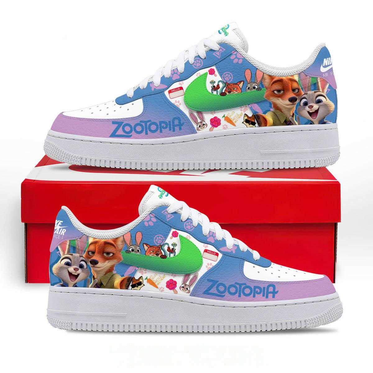 Zootopia 2 I Love You Partner 2025 Christmas Custom Name Air Force 1 Shoes