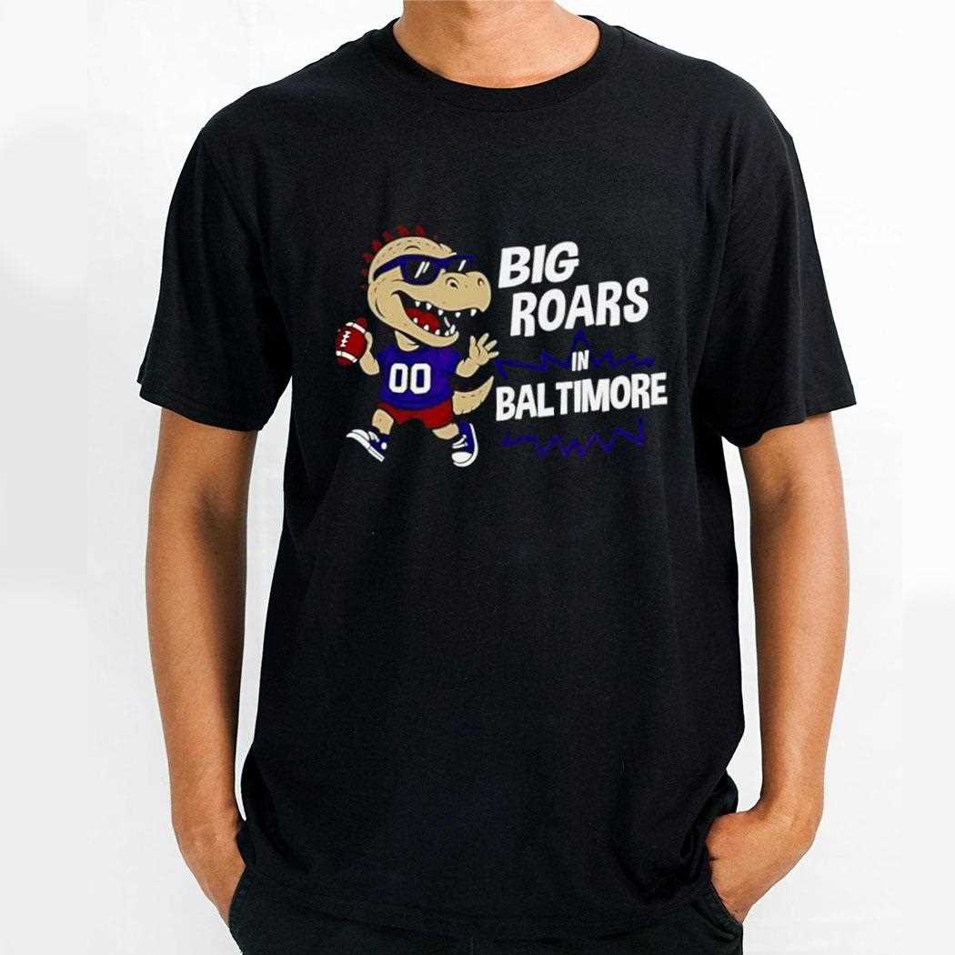 Big Roars In Buffalo Bills Dinosaur Cartoon Funny Tee