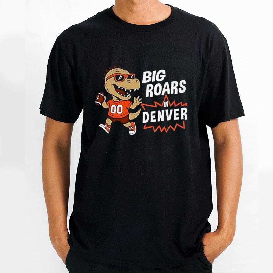 Big Roars In Detroit Lions Dinosaur Cartoon Funny Tee