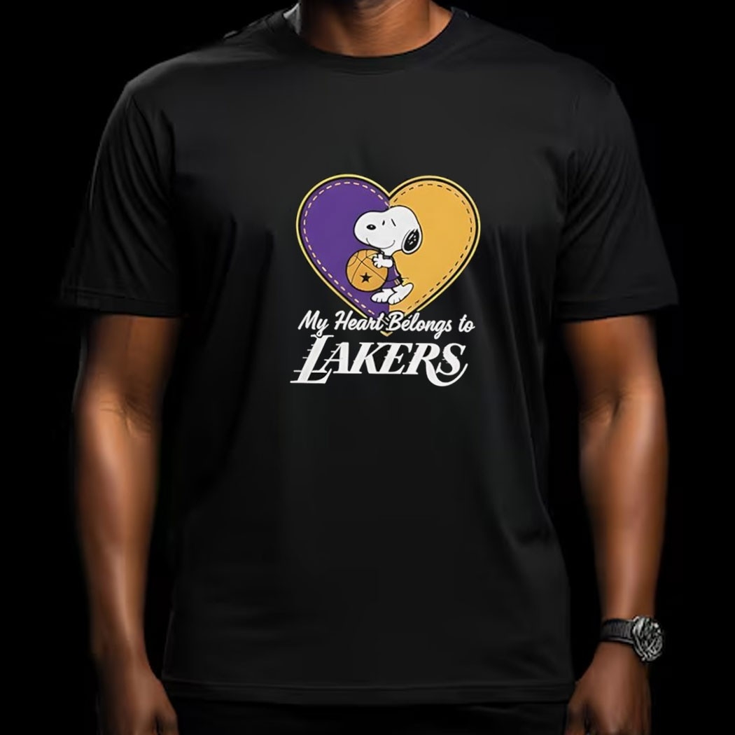Los Angeles Lakers X Snoopy Cartoon Valentine 2026 Tee Los Angeles Lakers X Snoopy Cartoon Valentine 2026 Tee