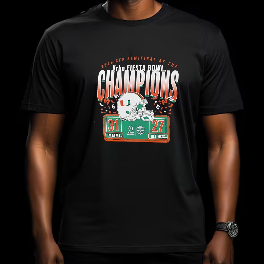Miami Hurricanes College Football Playoff 2026 Fiesta Bowl Champions Scoring Drive Tee Miami Hurricanes College Football Playoff 2026 Fiesta Bowl Champions Scoring Drive Tee