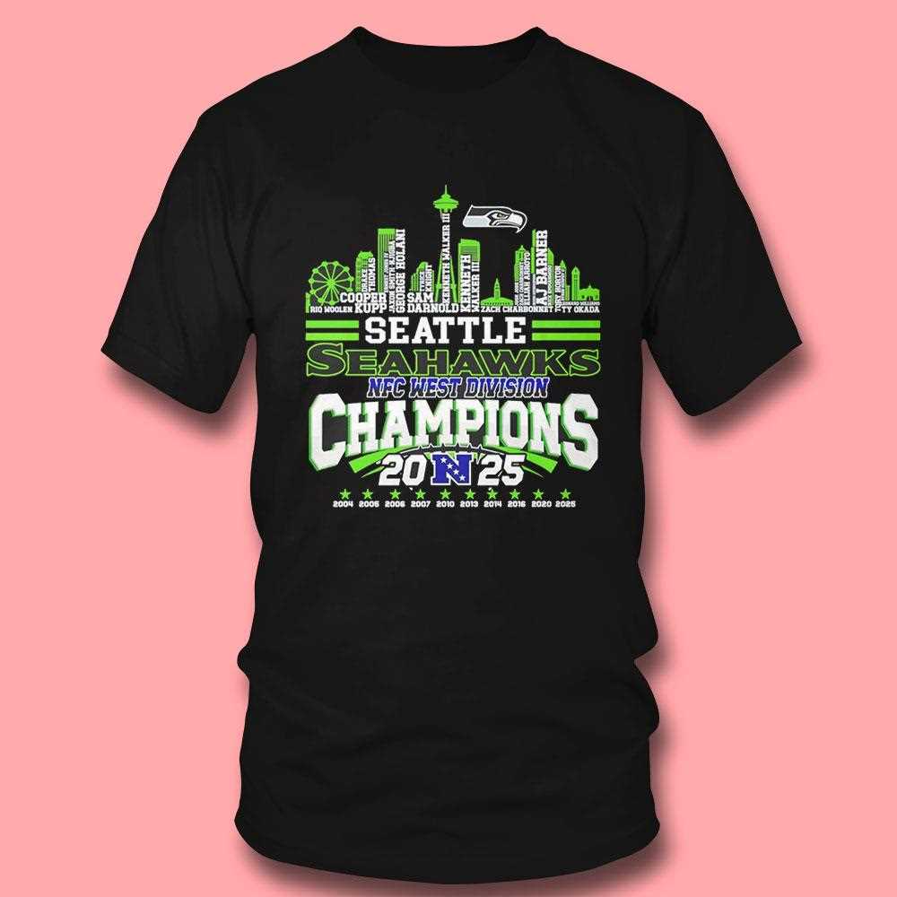 Seattle Seahawks Nfc West Division Champions 2025 City Skyline Tee Seattle Seahawks Nfc West Division Champions 2025 City Skyline Tee