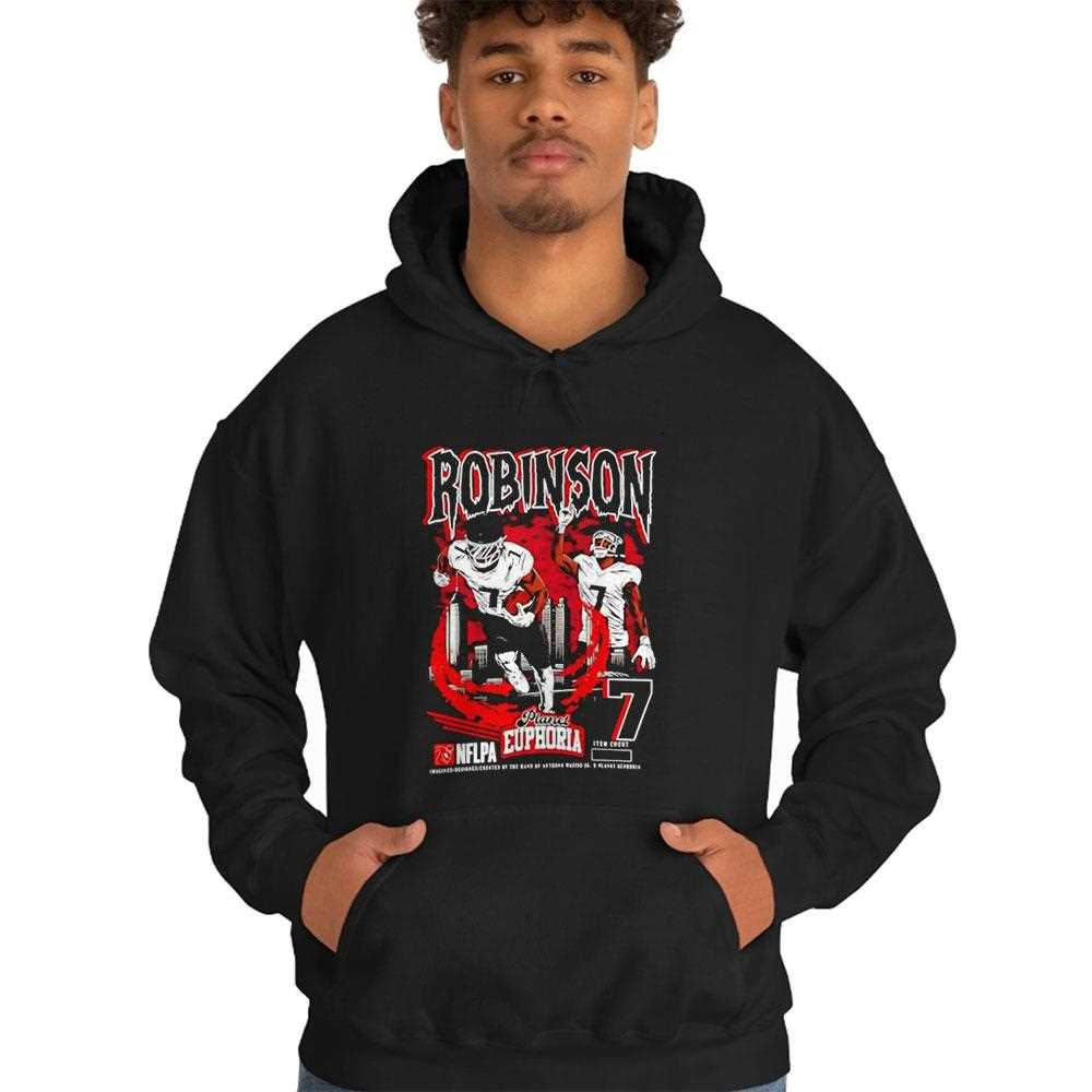 Atlanta Falcons Bijan Robinson Touchdown Skyline Tee Atlanta Falcons Bijan Robinson Touchdown Skyline Tee