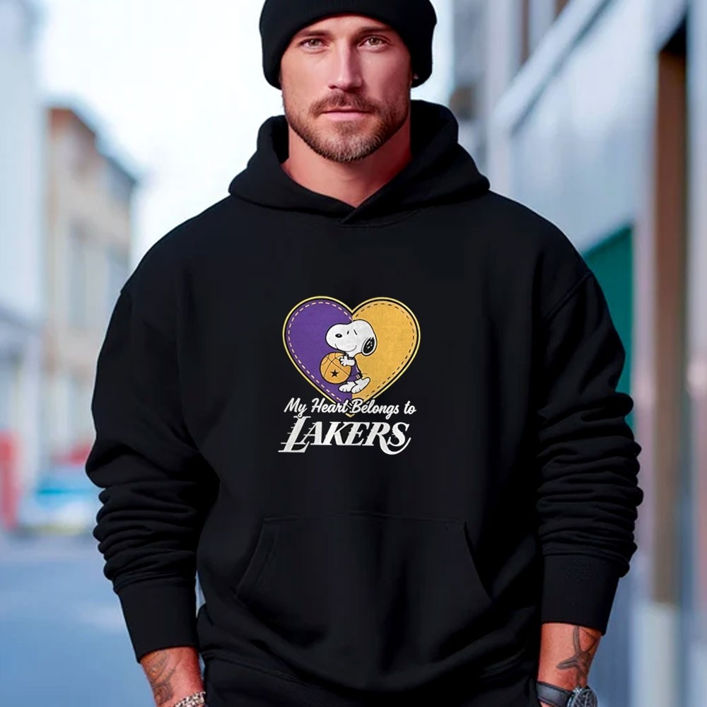 Los Angeles Lakers X Snoopy Cartoon Valentine 2026 Tee Los Angeles Lakers X Snoopy Cartoon Valentine 2026 Tee