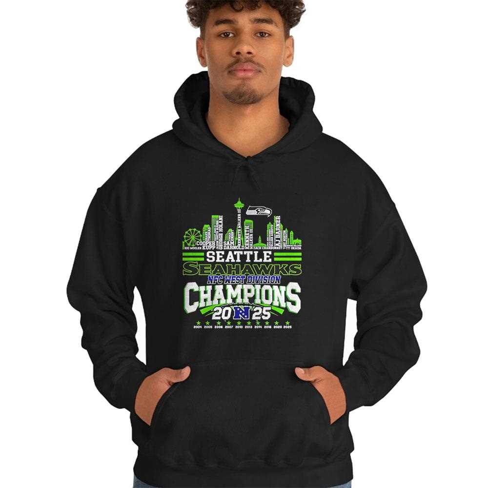 Seattle Seahawks Nfc West Division Champions Skyline 2025 Tee Seattle Seahawks Nfc West Division Champions Skyline 2025 Tee