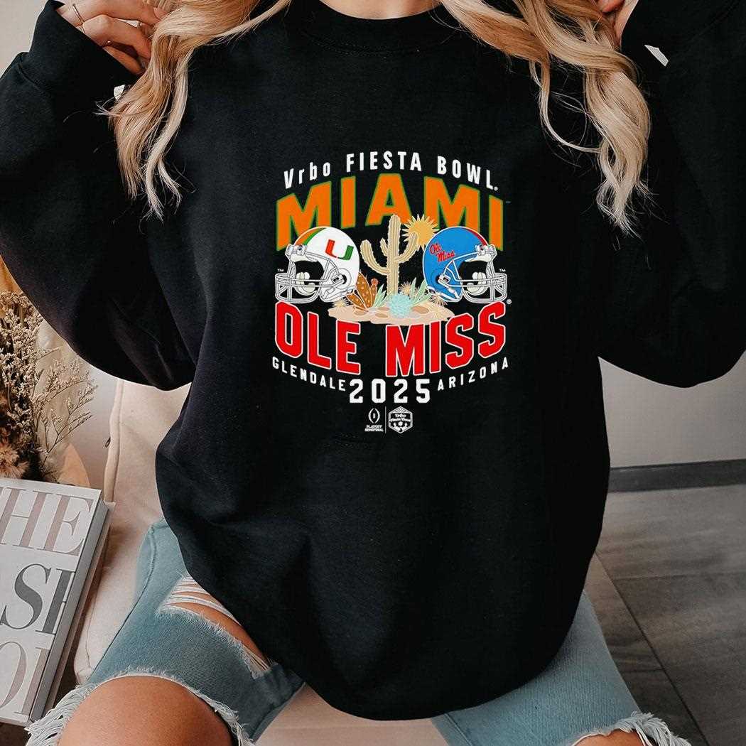 Miami Hurricanes Vs Ole Miss Rebels Miami Hurricanes 2026 Vrbo Fiesta Bowl Matchup Cfp Tee Miami Hurricanes Vs Ole Miss Rebels Miami Hurricanes 2026 Vrbo Fiesta Bowl Matchup Cfp Tee