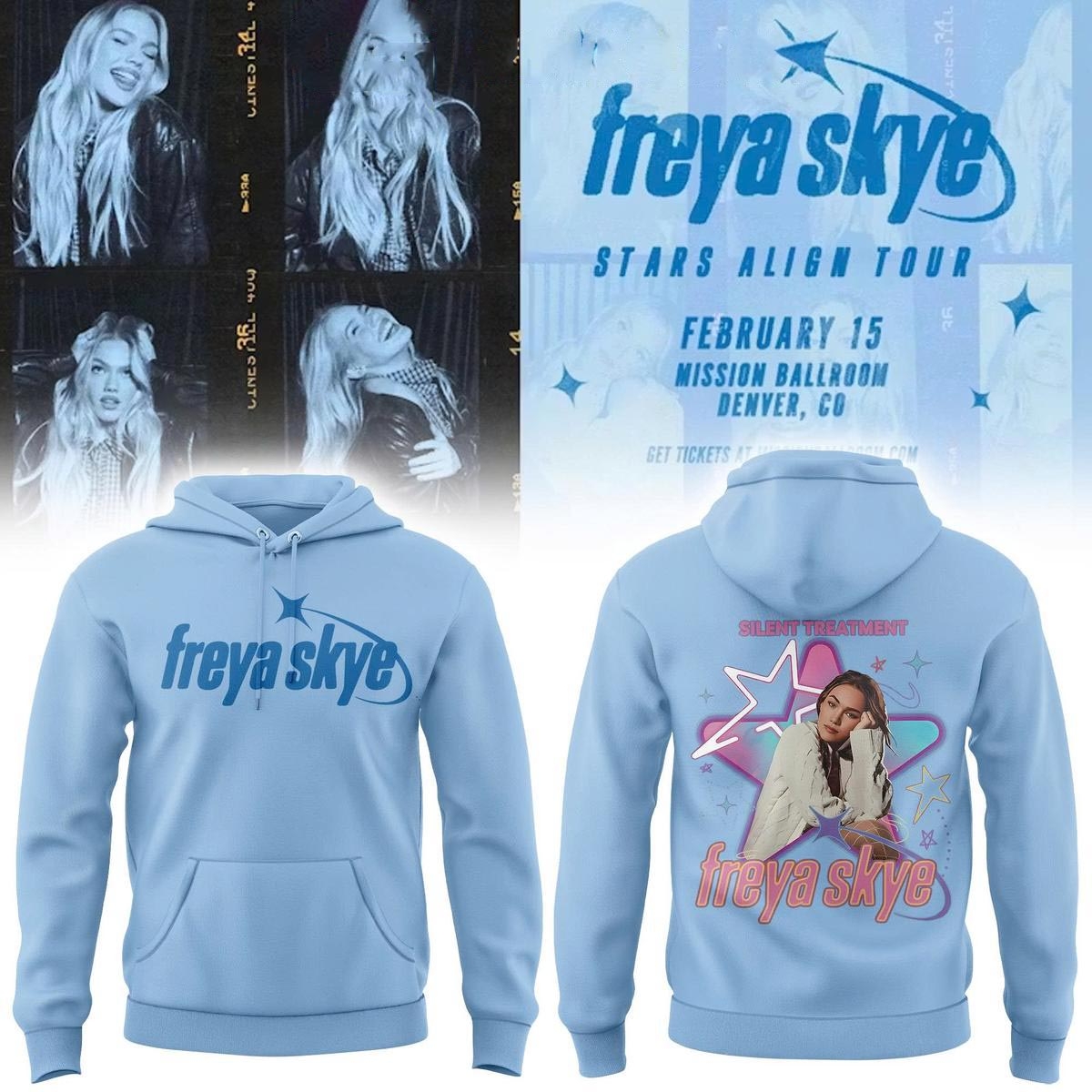 Freya Skye Stars Align Tour 2025 Blue Hoodie Sweatshirt Freya Skye Stars Align Tour 2025 Blue Hoodie Sweatshirt