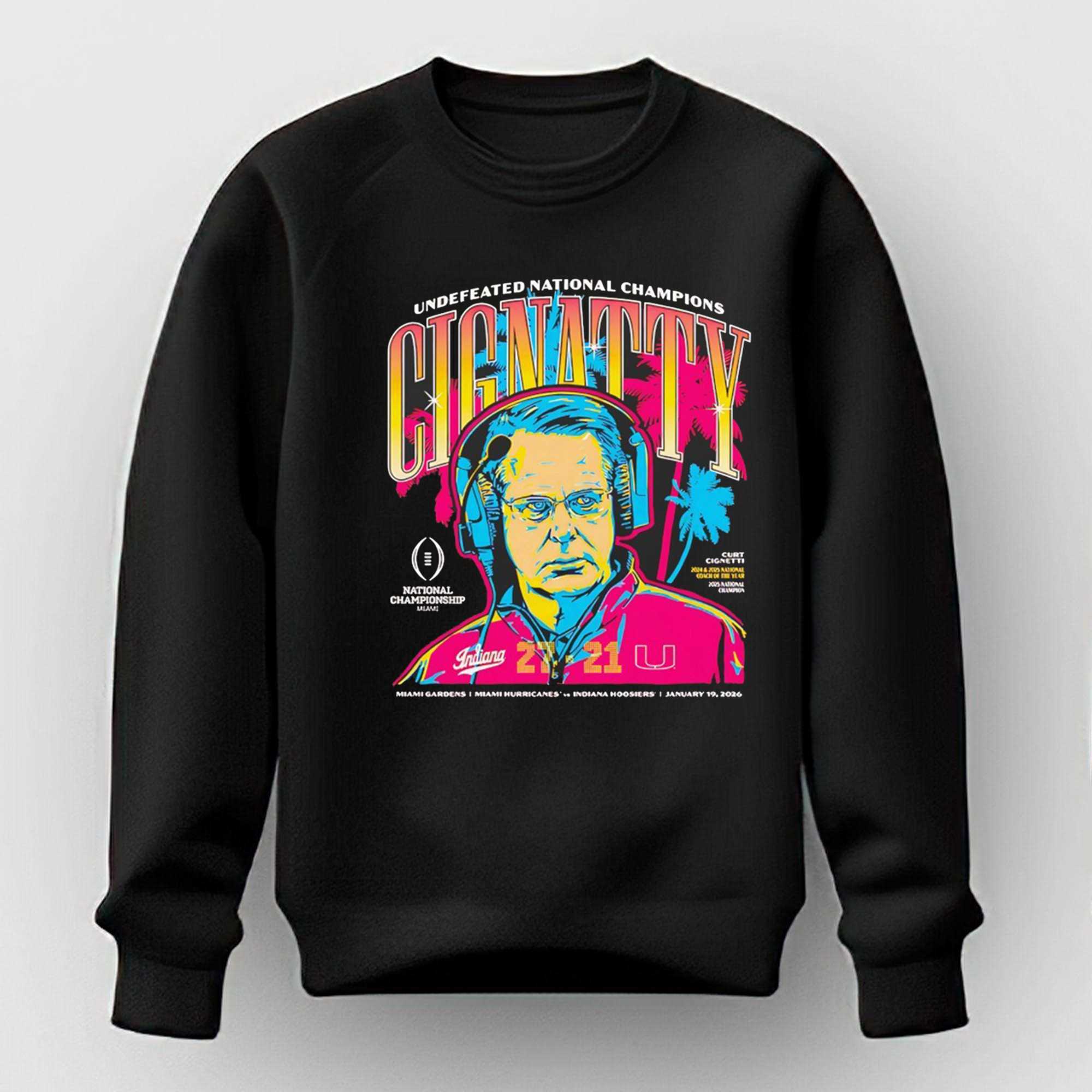 Indiana Hoosiers And Miami Hurricanes 2026 National Championship Hard Rock Stadium Miami Gardens Florida Tee Indiana Hoosiers And Miami Hurricanes 2026 National Championship Hard Rock Stadium Miami Gardens Florida Tee