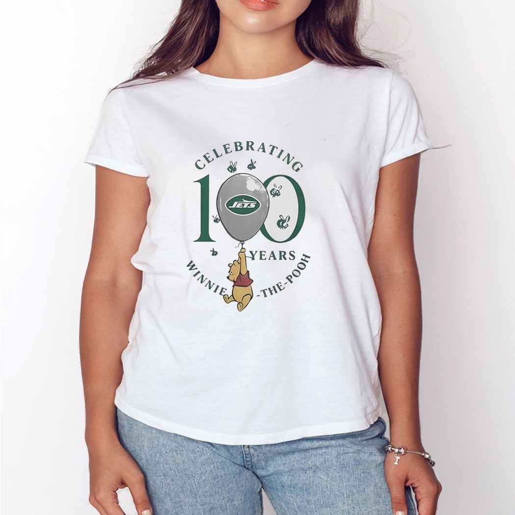 Celebraing New York Jets Winnie The Pooh 100 Years Tee Celebraing New York Jets Winnie The Pooh 100 Years Tee