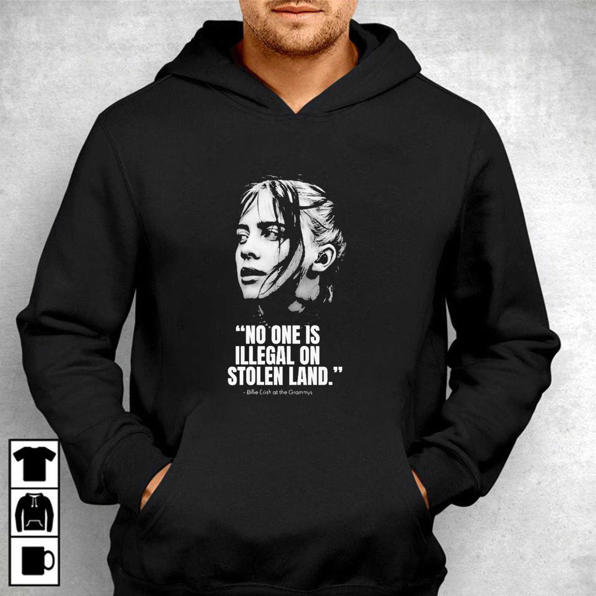 Billie Eilish At Grammys 2026 Nobody Is Illegal On Stolen Land Shirt
