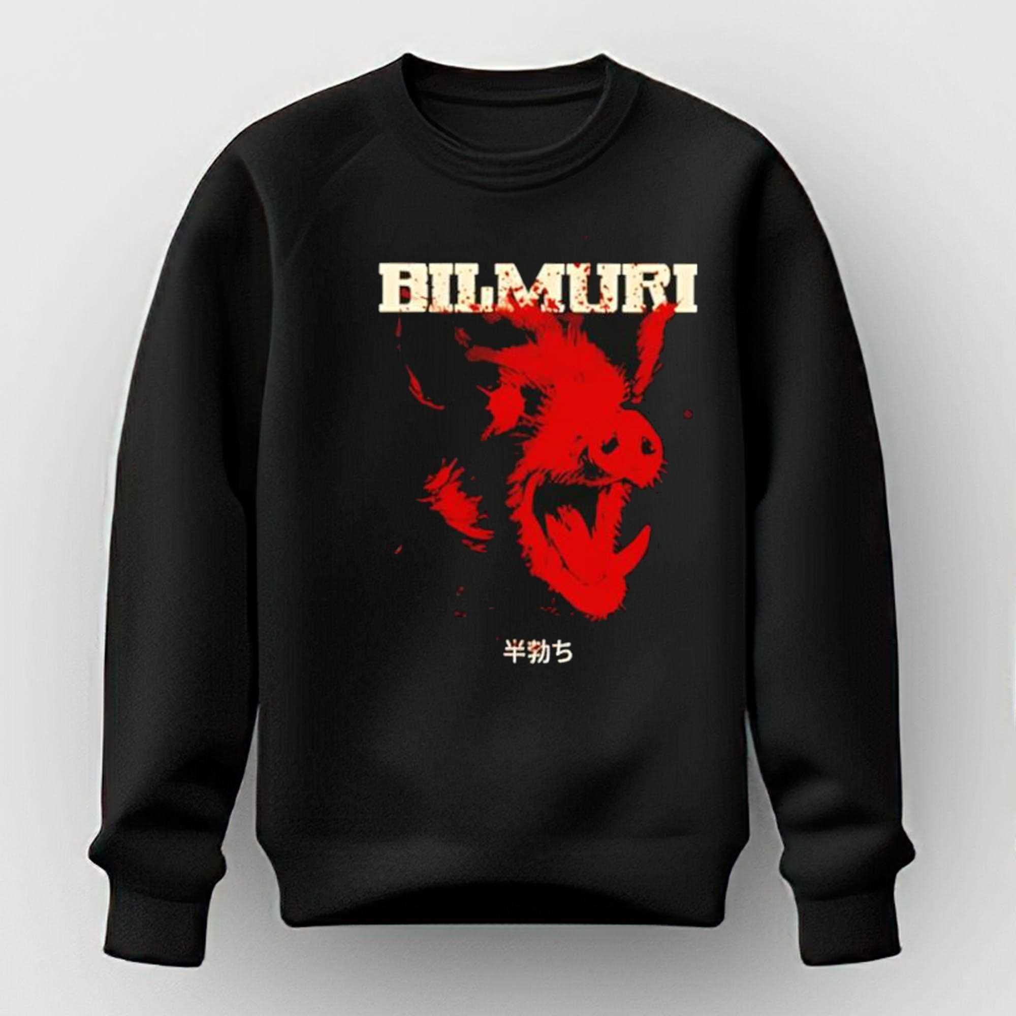 Bilmuri Japanese Character Screaming Wild Boar Red Ink Style Tee Bilmuri Japanese Character Screaming Wild Boar Red Ink Style Tee