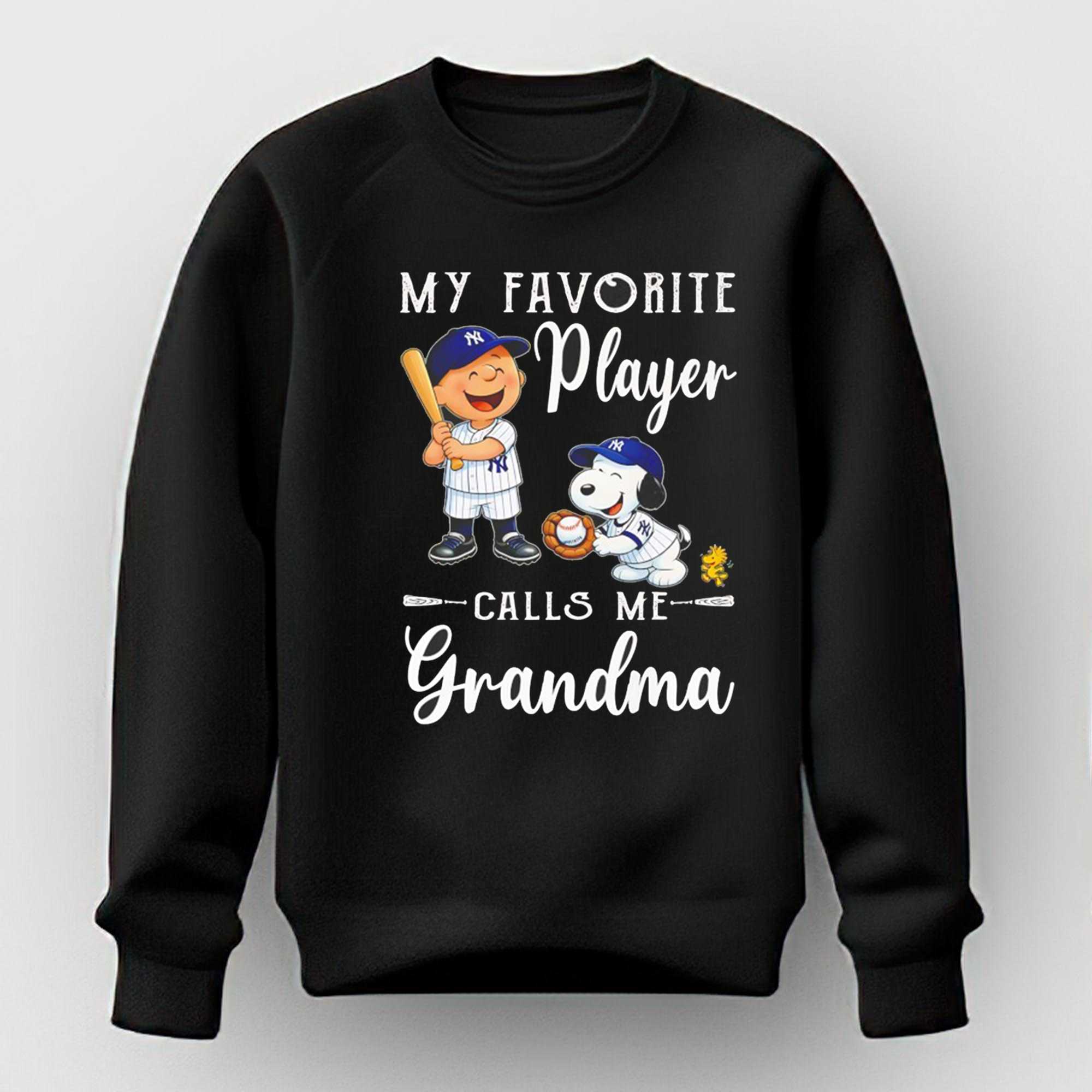 Charlie Brown And Snoopy X New York Yankees My Favorite Player Calls Me Grandma Tee Charlie Brown And Snoopy X New York Yankees My Favorite Player Calls Me Grandma Tee