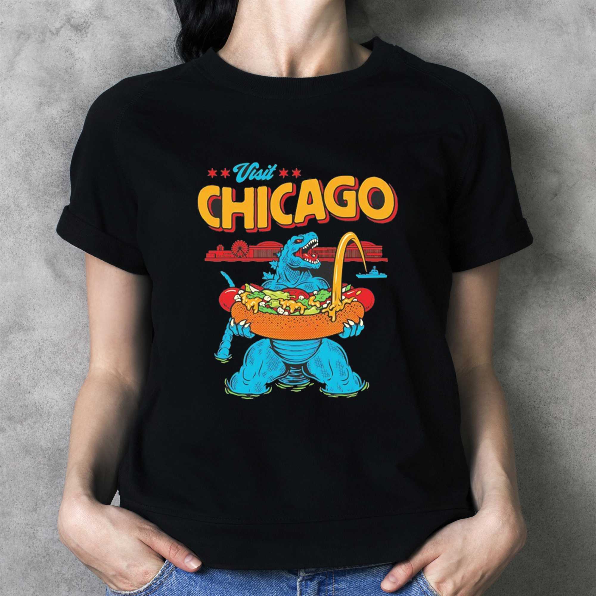 Godzilla Visits Chicago Tee Godzilla Visits Chicago Tee