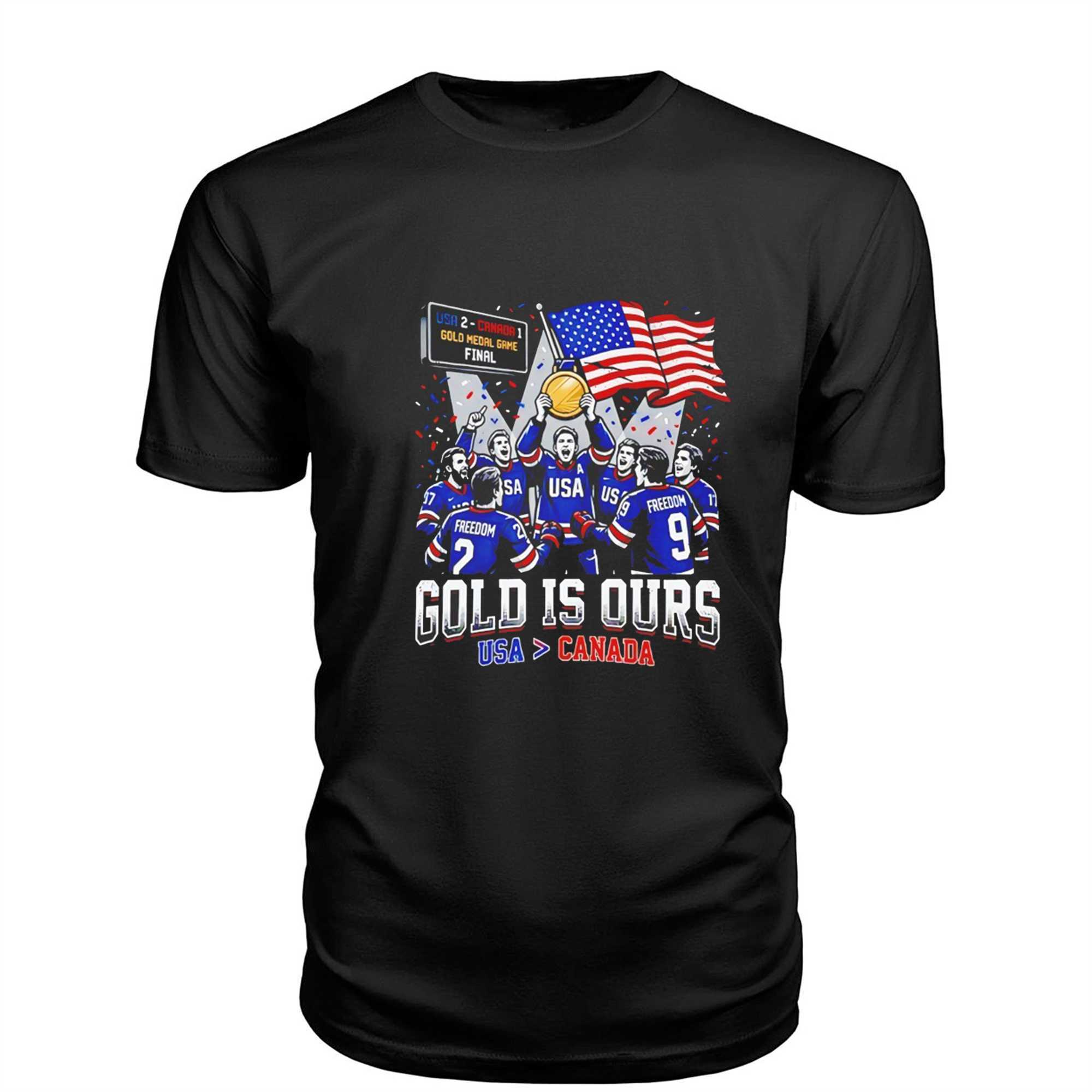 Gold Is Ours Hockey Usa Canada Graphic Tee Gold Is Ours Hockey Usa Canada Graphic Tee