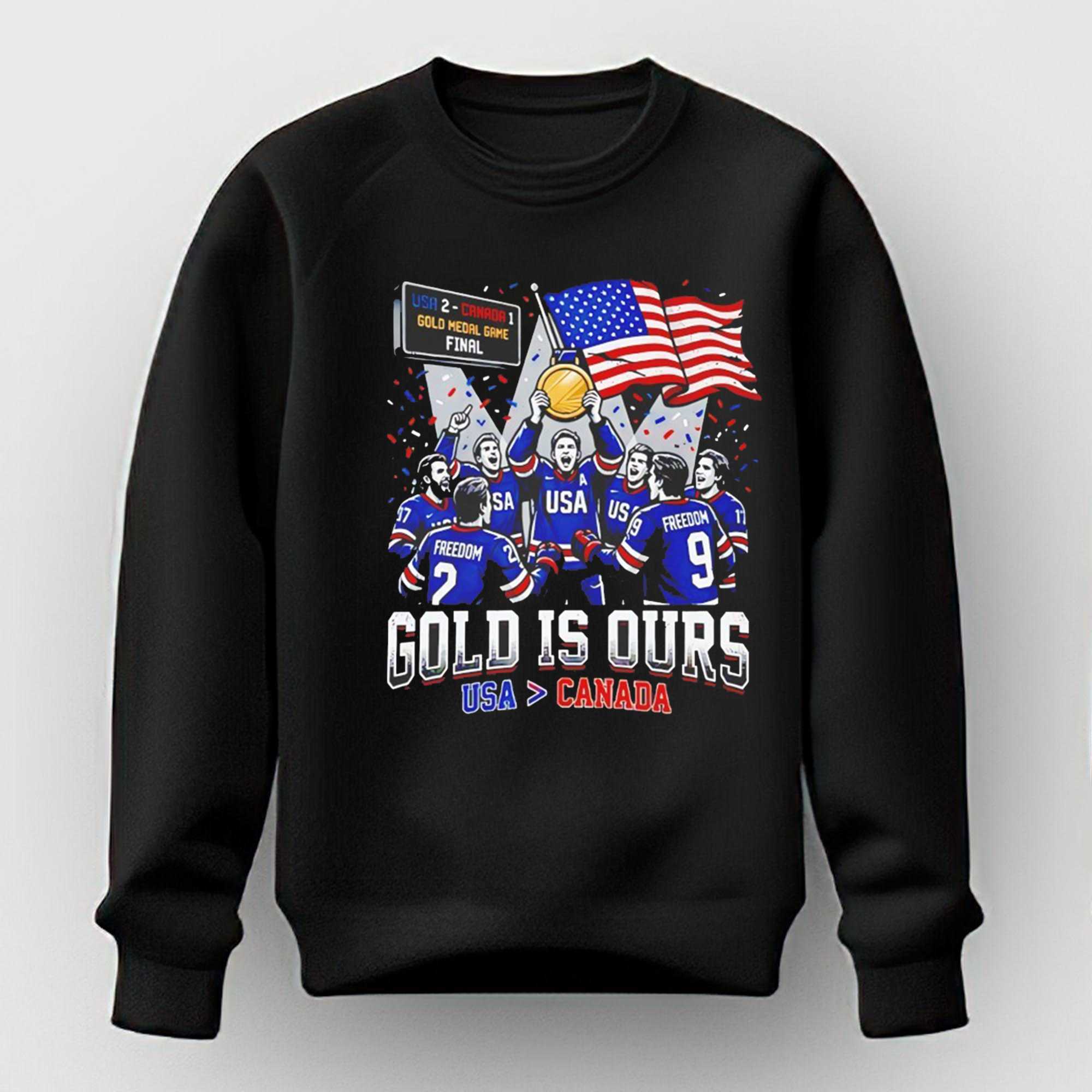 Gold Is Ours Hockey Usa Canada Graphic Tee Gold Is Ours Hockey Usa Canada Graphic Tee