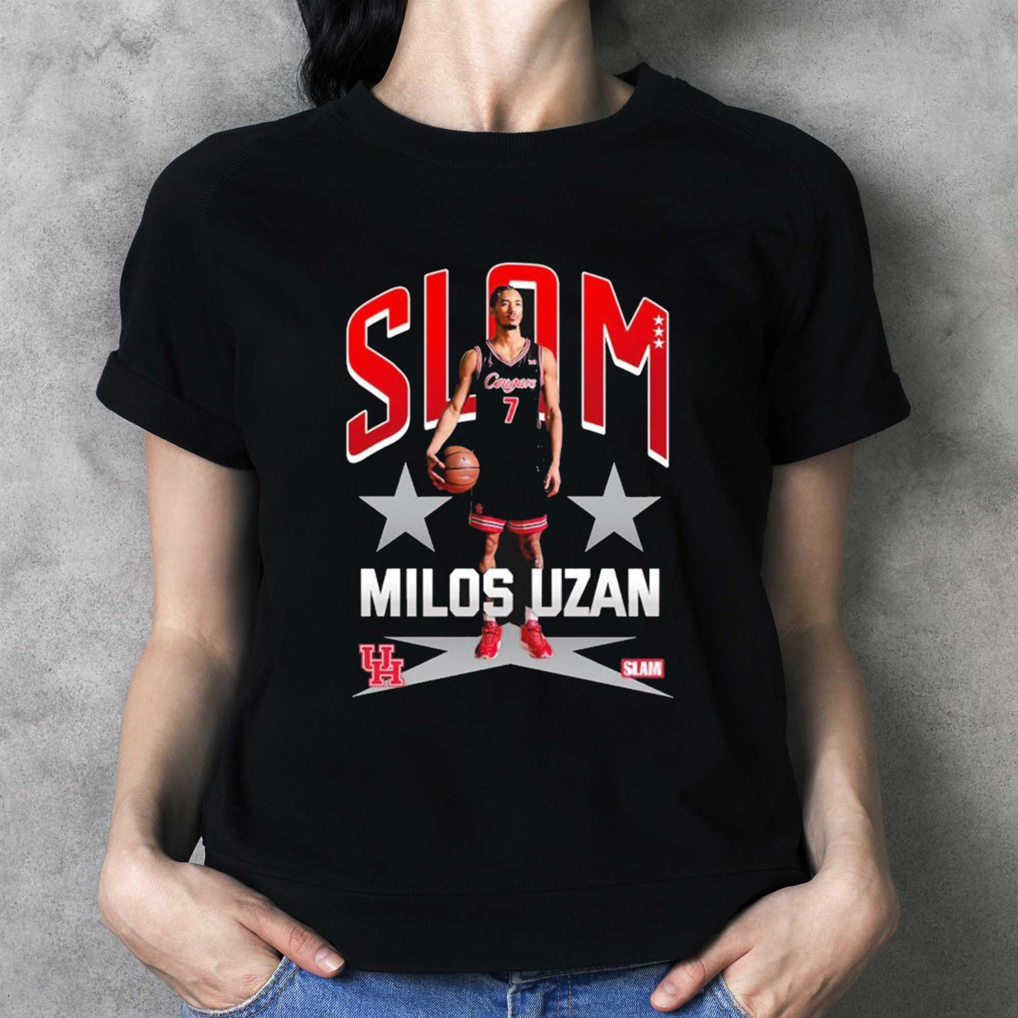 Milos Uzan Slam Houston Cougars Star Tee Milos Uzan Slam Houston Cougars Star Tee