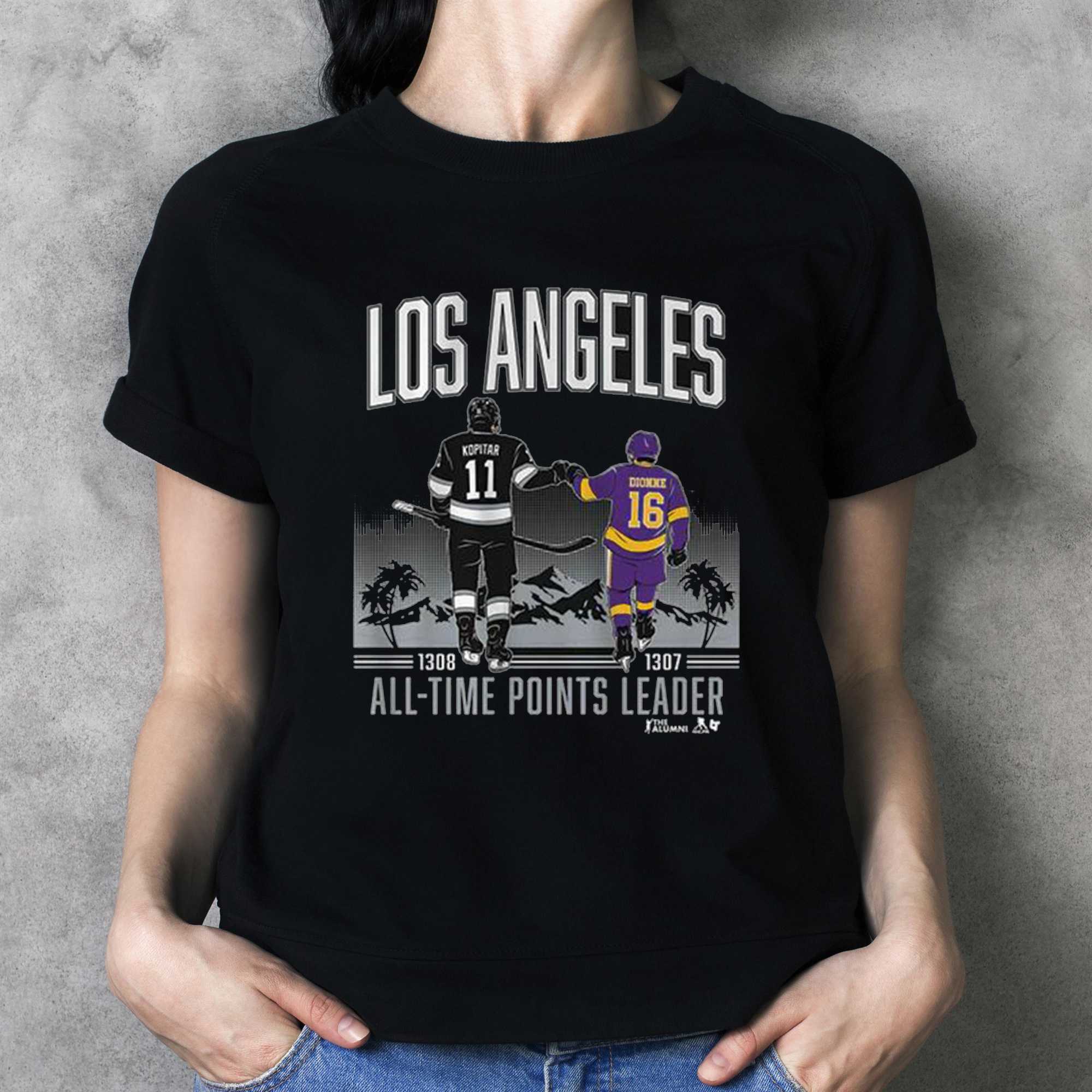 Anze Kopitar and Marcel Dionne Los Angeles All Time Points Leader Shirt Anze Kopitar and Marcel Dionne Los Angeles All Time Points Leader Shirt