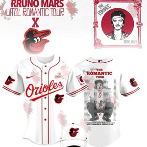 Baltimore Orioles Bruno Mars The Romantic Tour Baseball Jersey