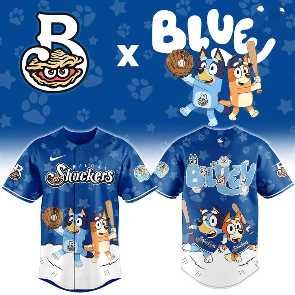 Biloxi Shuckers Bluey Night Limited Baseball Jersey Biloxi Shuckers Bluey Night Limited Baseball Jersey