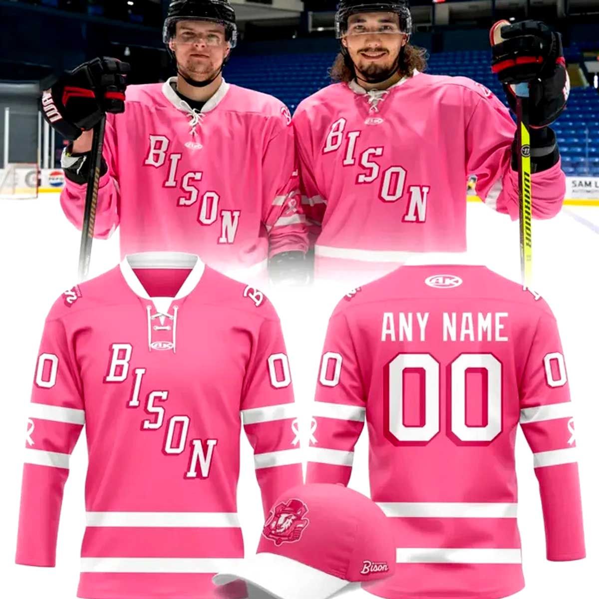 Bloomington Bison Pink in the Rink 2026 Custom Name Jersey Bloomington Bison Pink in the Rink 2026 Custom Name Jersey