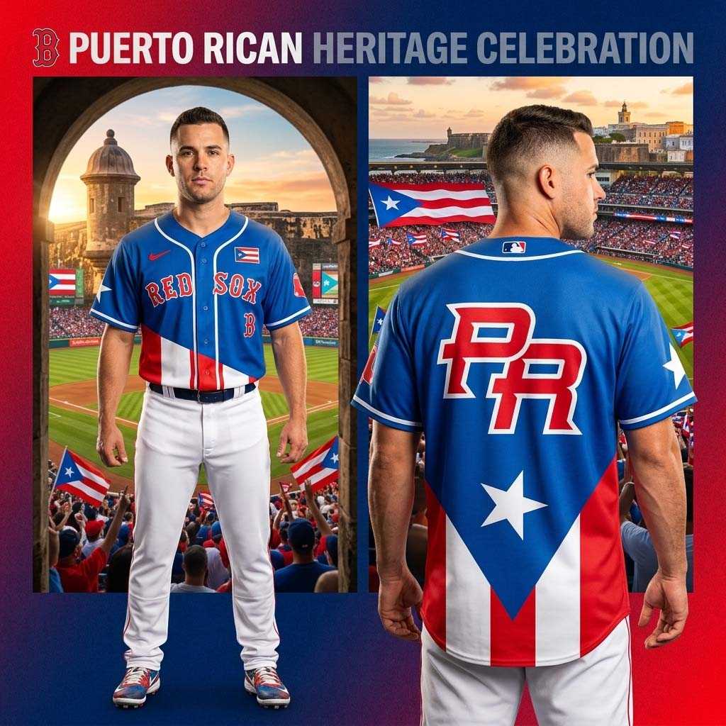 Boston Red Sox Puerto Rican Heritage 2026 Baseball Jersey Boston Red Sox Puerto Rican Heritage 2026 Baseball Jersey