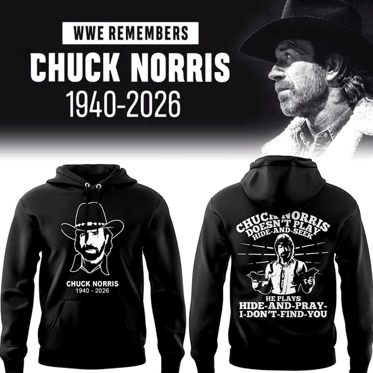 Chuck Norris Legend Never Falls 1940-2026 Hoodie Tee