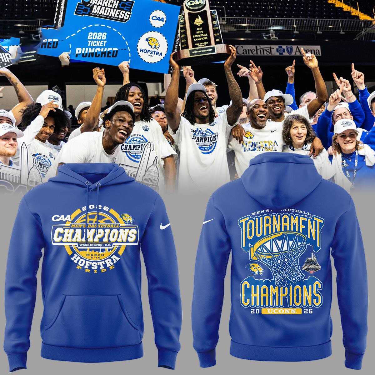 Hofstra Pride Men’s Basketball Are The Champions 2026 Hoodie Tee