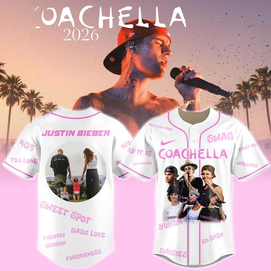 Justin Bieber Coachella 2026 Desert Vibes Baseball Jersey Justin Bieber Coachella 2026 Desert Vibes Baseball Jersey